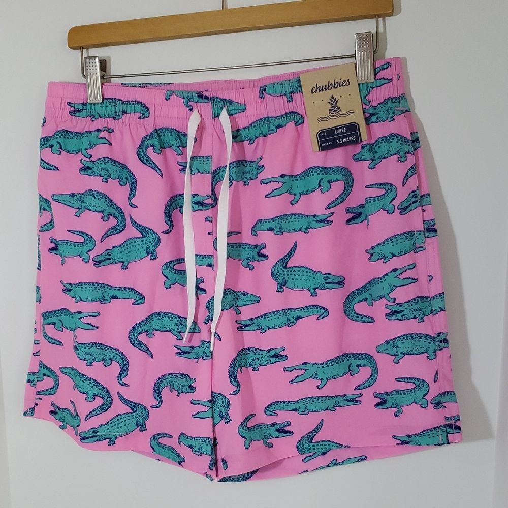 Chubbies The Glades 5.5" Classic Swim Trunks Alligator Print L NWT